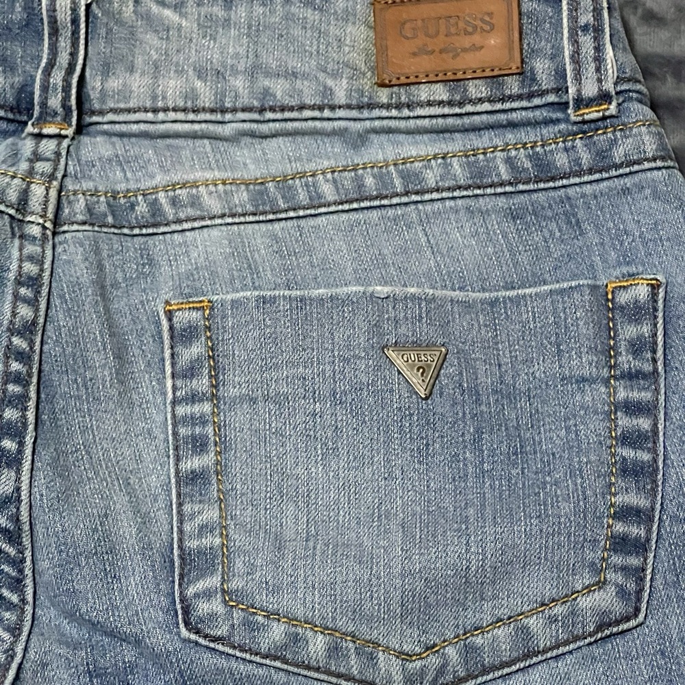 Guess Premium Daredevil Boot Cut Jeans Womens Tag:30/34 (30x32) Blue Low Rise - Picture 6 of 8
